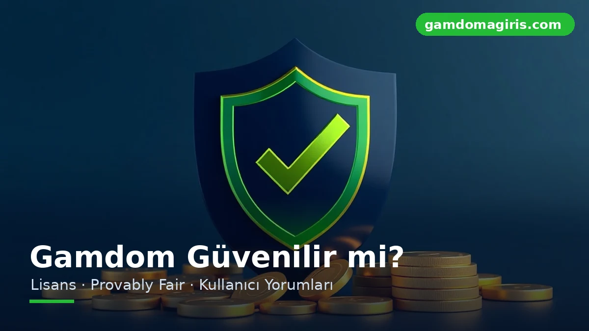 Gamdom guvenilir mi konusunu simgeleyen yesil onay isaretli kalkan ve kripto paralar